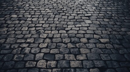 Textured pattern of cobblestone pavement in a city street