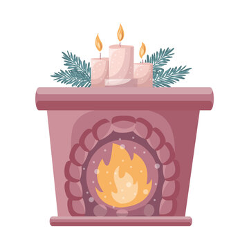 Fireplace with candles 