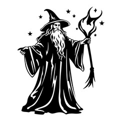 Wise Wizard Fantasy Vector Illustration