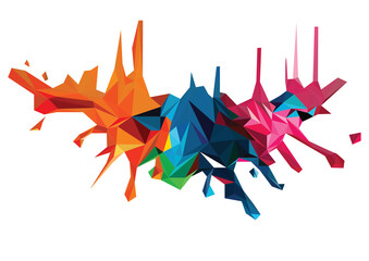 multi colorful splash isolated with white background, low poly diamond shape design concept. vector