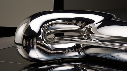 Glossy and reflective chrome surface with a mirror finish