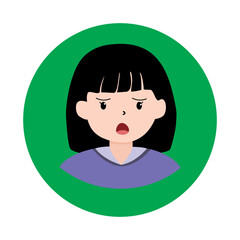 various emotions with girl models, smile, surprise, sad, angry, scary, emoticons