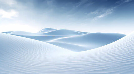 ice cold frozen snow mountain dune landscape background. abstract white blue snow desert scene illustration. arctic winter season snowfall concept. - generative ai - obrazy, fototapety, plakaty