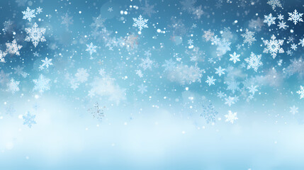 snowfall in dazzling sunlight backdrop. abstract white blue background with snowflake. christmas snow cold winter season concept card design. - generative ai