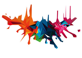 multi colorful splash isolated with white background, low poly diamond shape design concept. vector