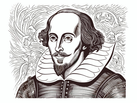 A Drawing Of A Man - Stylized illustration of William Shakespeare.