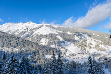 Winter mountain ski resort landscape
