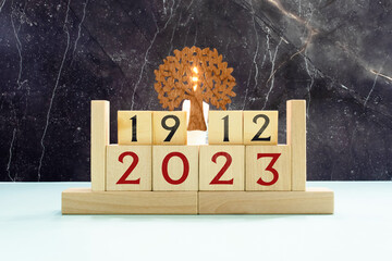 December 19 text on wooden blocks with blurred nature background. Copy space and calendar concept