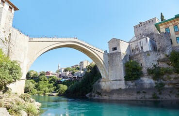 Fototapeta na wymiar The Old Bridge of Mostar, Bosnia and Herzegovina, also known as Stari Most