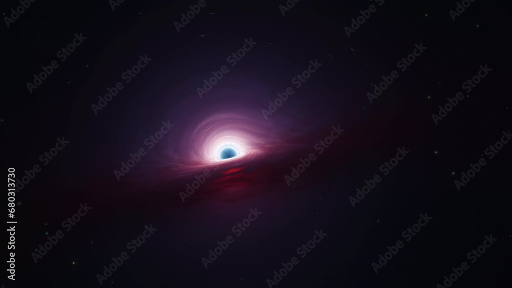 Poster interstellar black hole with glowing accretion disk and singularity nucleus. concept 3d animation of