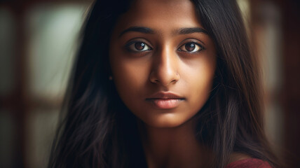 Beautiful young indian woman headshot - obrazy, fototapety, plakaty