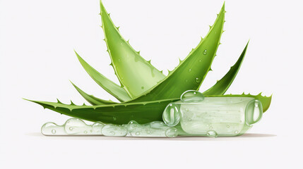 Aloe vera gel splash with aloevera plant isolated on white background. - obrazy, fototapety, plakaty