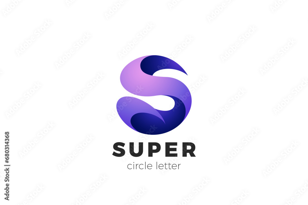 Poster Letter S Logo Circle Sphere Shape Design Vector template 3D style.