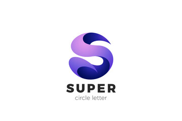 Letter S Logo Circle Sphere Shape Design Vector template 3D style. - 680314368