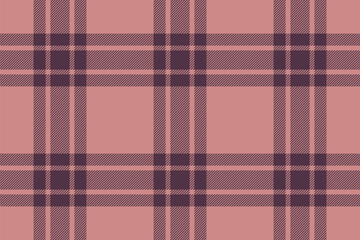 Plaid background, check seamless pattern in pink. Vector fabric texture for textile print, wrapping paper, gift card or wallpaper.