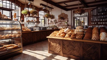 Verduisterende gordijnen Bakkerij The interior of an old bakery with traditional pastries