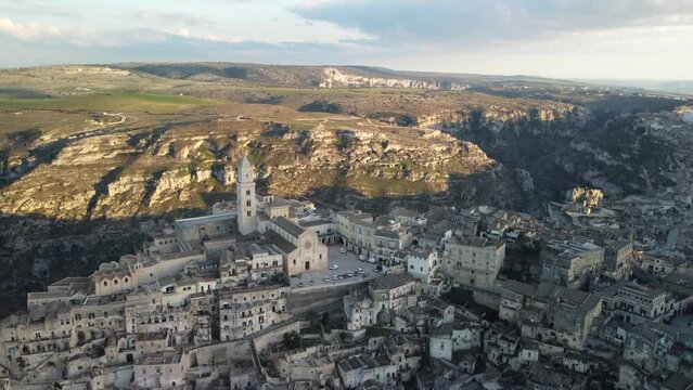 Overhead view of the City of Matera in Basilicata Famous for the Sassi of Matera.
Matera stones