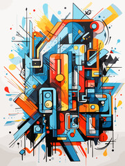 A Colorful Art Piece With Different Shapes And Colors - Wrong Geometry