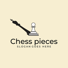 Chess pieces vintage vector Logo illustration design.A pawn becomes a Queen