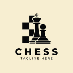 Chess pieces vintage vector Logo illustration design