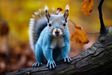 Naklejka na ściany i meble A photograph of a rare blue squirrel in its natural habitat 