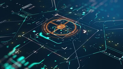 sci-fi futuristic advanced technology background 4k animation, animated hud screen - Powered by Adobe