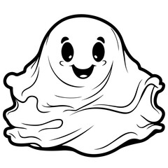 Adorable Cute Ghost Vector Illustration