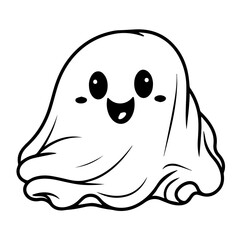 Adorable Cute Ghost Vector Illustration