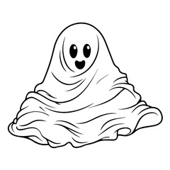 Adorable Cute Ghost Vector Illustration