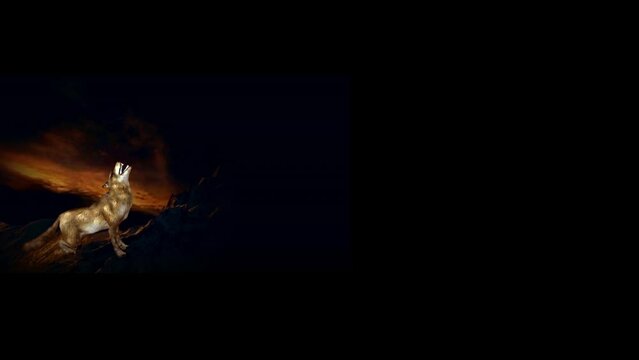 Wolf howling profile animation