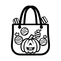 Whimsical Halloween Candy Bag Vector Illustration