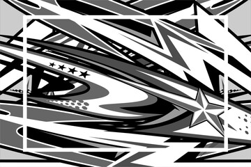 vector abstract racing background design with a unique line pattern and a combination of grayscale colors such as white, black and gray, looks elegant - obrazy, fototapety, plakaty