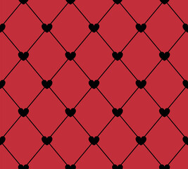 Netting abstract seamless pattern with hearts.