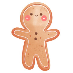 gingerbread man isolated clipart. watercolour hand drawn Christmas biscuits cookie.