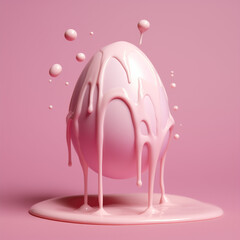  An egg covered in pink melted paint