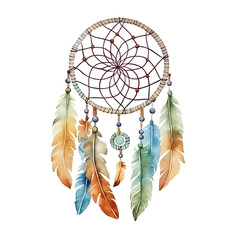 Watercolor dream catcher bohemian dream catcher, native dream chic design.