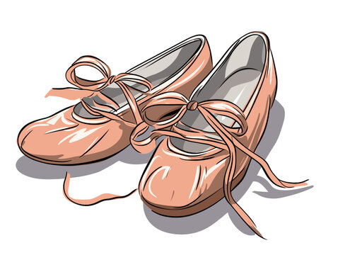 A Pair Of Pink Ballet Shoes - Brand new ballet shoes on a white background