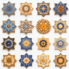Colorful seamless pattern with photo realistic moroccan tiles and intricate ornaments