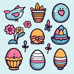A Collection Of Colorful Objects - Collection of easter icons and design elements