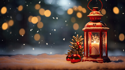 Christmas lantern in the snow