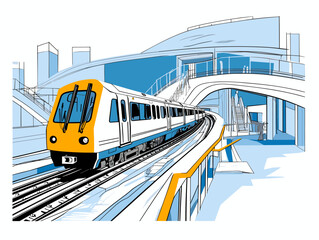 Naklejka premium A Train On A Track - Fast line subway train stopped