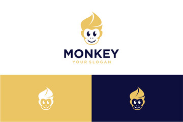 monkey logo design with barber shop