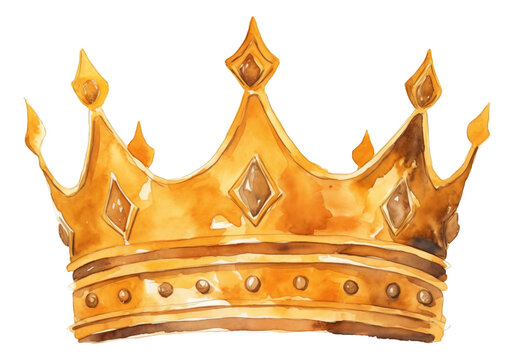 watercolor golden crown isolated.