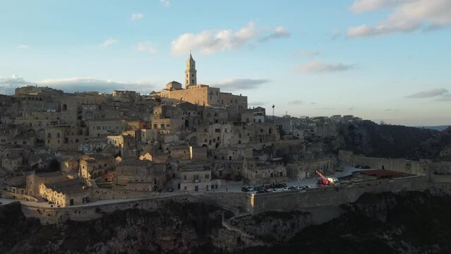 Overhead view of the City of Matera in Basilicata Famous for the Sassi of Matera.
Matera stones