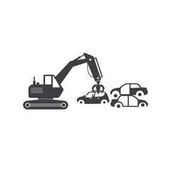 illustration of junkyard, metal recycle, vector art.