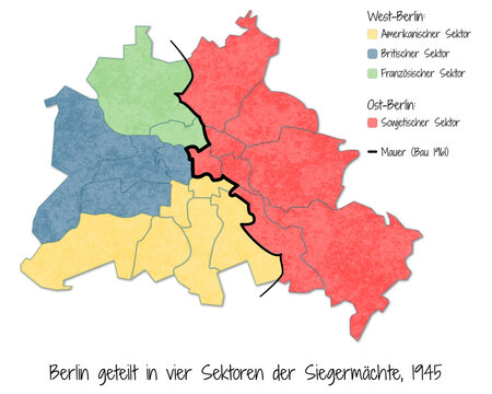 Berlin, Geschichte der Bezirke - Berlin geteilt in vier Sektoren der Siegerm&auml;chte, 1945