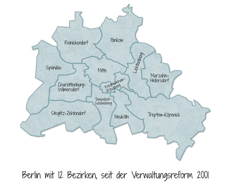 Berlin, Geschichte der Bezirke - Berlin mit 12 Bezirken, seit der Verwaltungsreform 2001