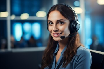 confident customer support expert assisting clients with smiles, Generative AI