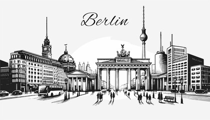Fototapety  Berlin Skyline Panorama - Vektor-Illustration