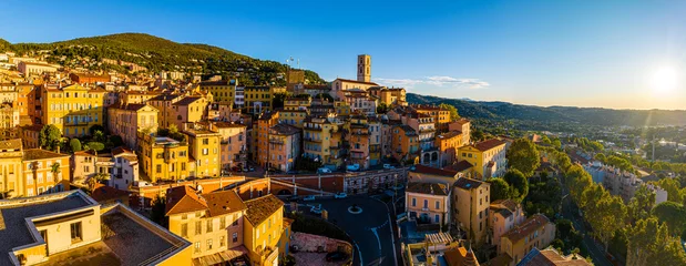 Zelfklevend Fotobehang Aerial view of Grasse, a town on the French Riviera, known for its long-established perfume industry © Alexey Fedorenko